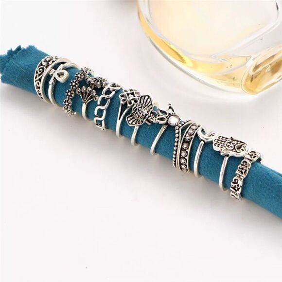 13 Piece Tribal Moon Midi Ring Set (RS09) - Picture 4 of 7